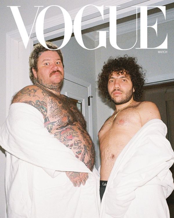 Benny Blanco (right) with Matty Matheson on the cover of Vogue magazine