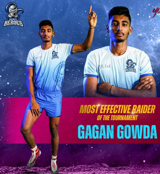 Gagan Gowda as the 'Most Effective Raider' in YKS 2023
