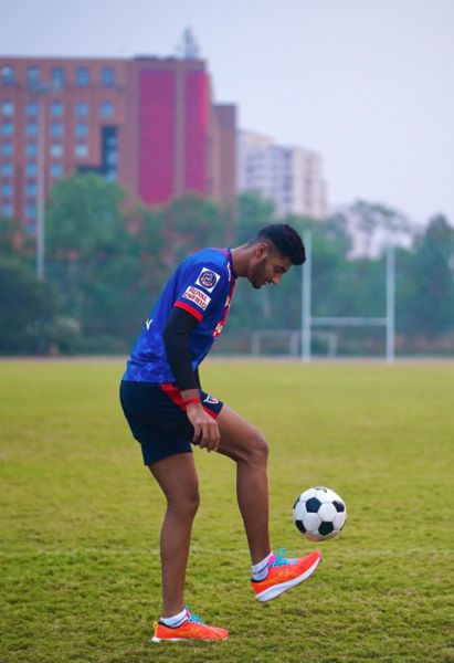 Gagan Gowda practicing football 