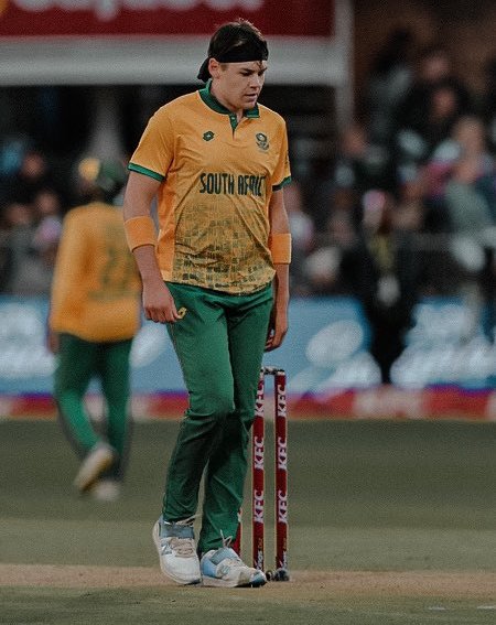 Gerald Coetzee during a T20I match