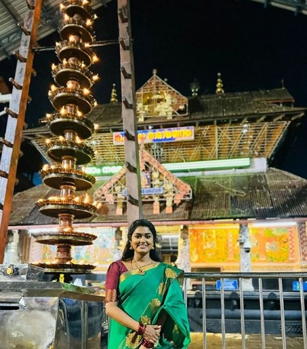 Haritha G. Nair in a temple