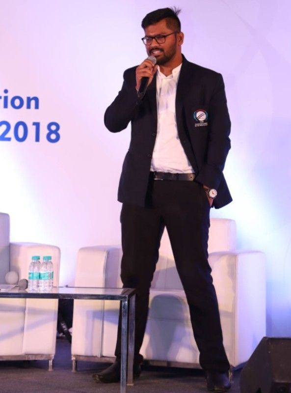 Illuri Ajay Kumar Reddy during a motivational speech