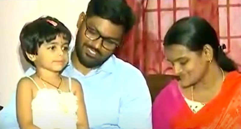 Illuri Ajay Kumar Reddy with his wife and daughter