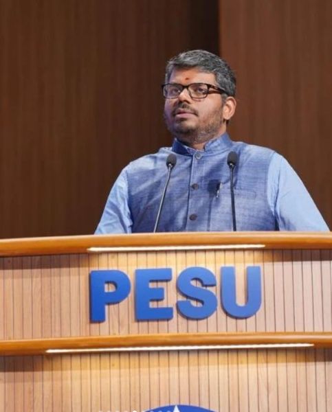 J. Sai Deepak giving a talk at PES (People's Education Society) University in Bengaluru