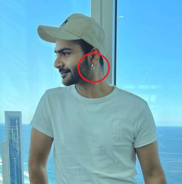 Jashan Ghuman's ear piercing on his left ear