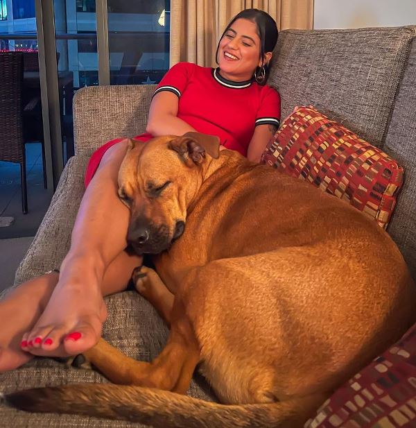 Karnika Budhiraja with her pet dog