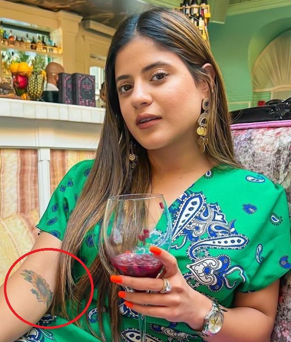 Karnika Budhiraja's sunflower tattoo on her right arm