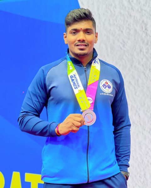 Kiran Magar after winning the silver medal at the 37th National Sports Competition