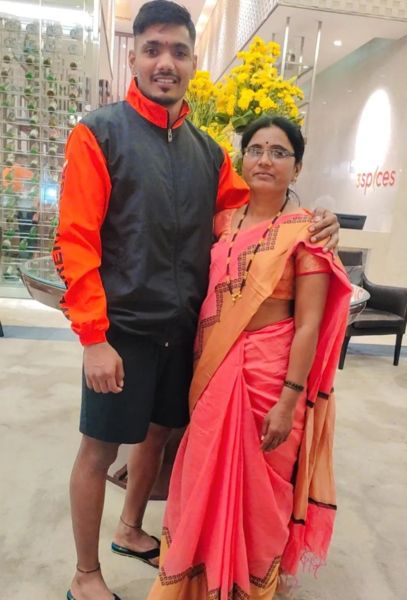 Kiran Magar with his mother