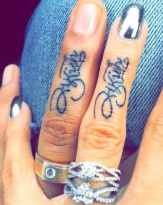 Kishwer Merchant's tattoo on the ring finger