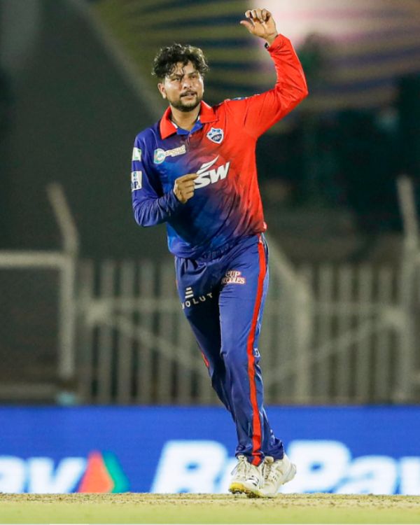 Kuldeep Yadav in action while playing for the Delhi Capitals in the IPL