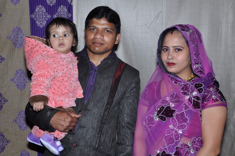 Lalit Kumar with his wife and daughter