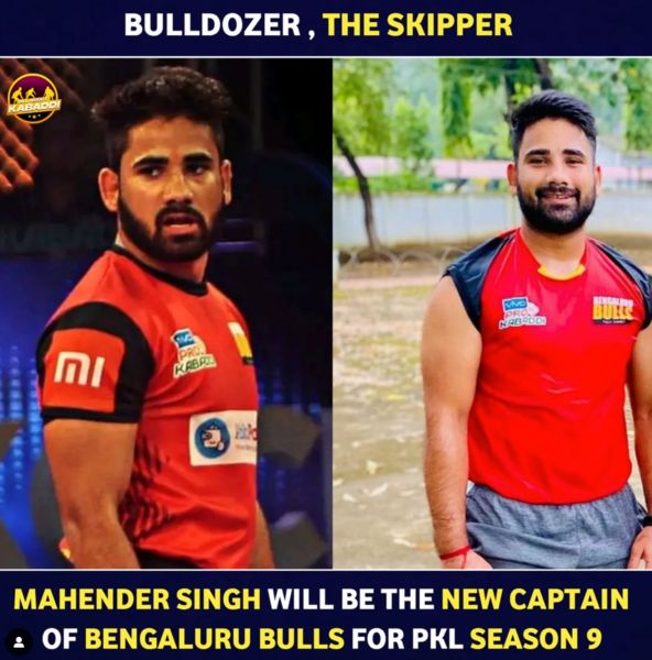 Mahender Singh as a captain of the 'Bengaluru Bulls' in season 9 of the Pro Kabaddi League