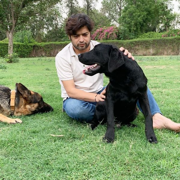 Manish Tripathi with his dogs