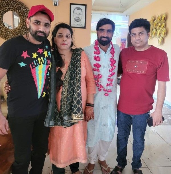 Mohammed Kaif (in white) with his brothers, Haseeb Ahmed (extreme right) and Mohammed Shami, and sister, Sabina Anjum