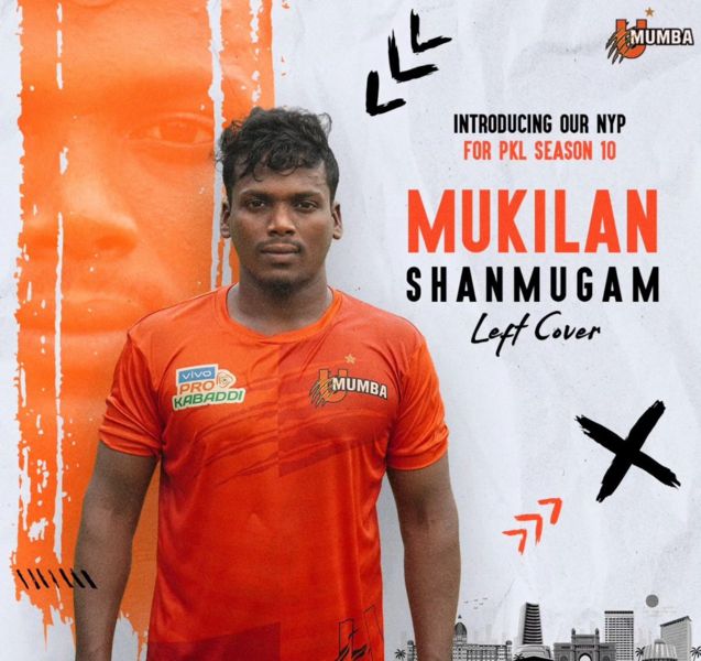 Mukilan Shanmugam selected by the team 'U Mumba' in season 10 of the Pro Kabaddi League in 2023