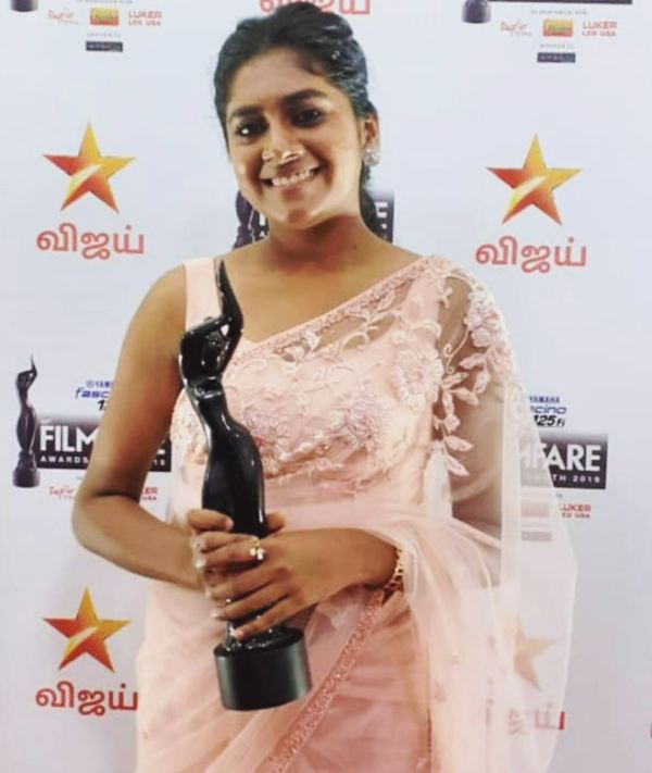 Nimisha Sajayan with the 66th Filmfare Critics Award