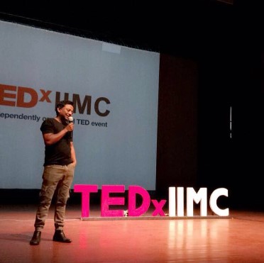 Onir while delivering a lecture at TEDx