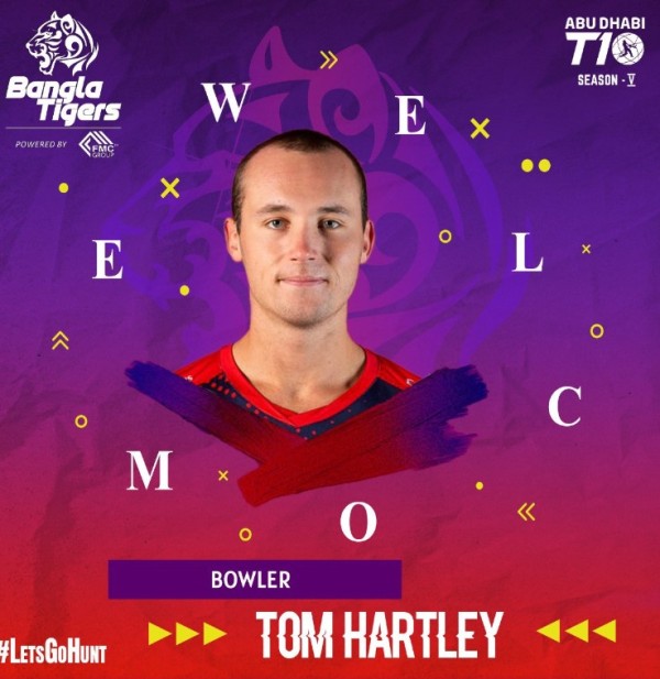 Poster of Tom Hartley after he signed for Bangla Tigers