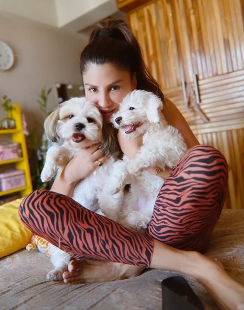 Priyanka Tyagi with her dogs