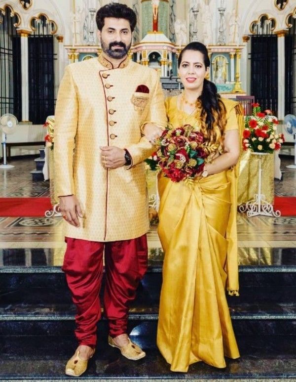 Raj Deepak Shetty and Sonia Rodrigues (right) during their marriage in church