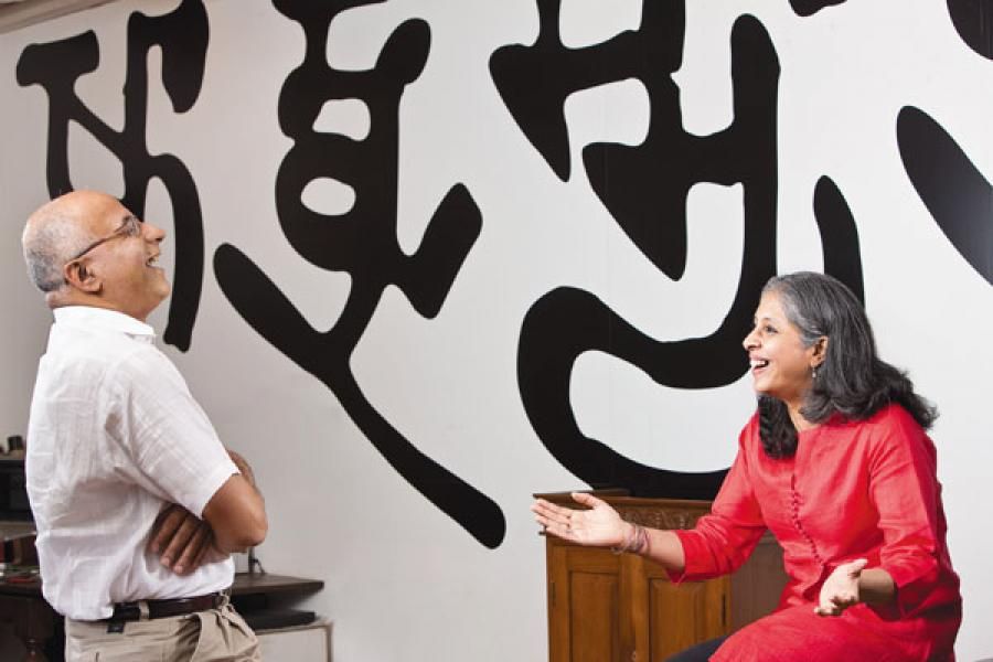 Ram Ray and Sujata Keshavan sharing laughter at a Ray+ Keshavan event