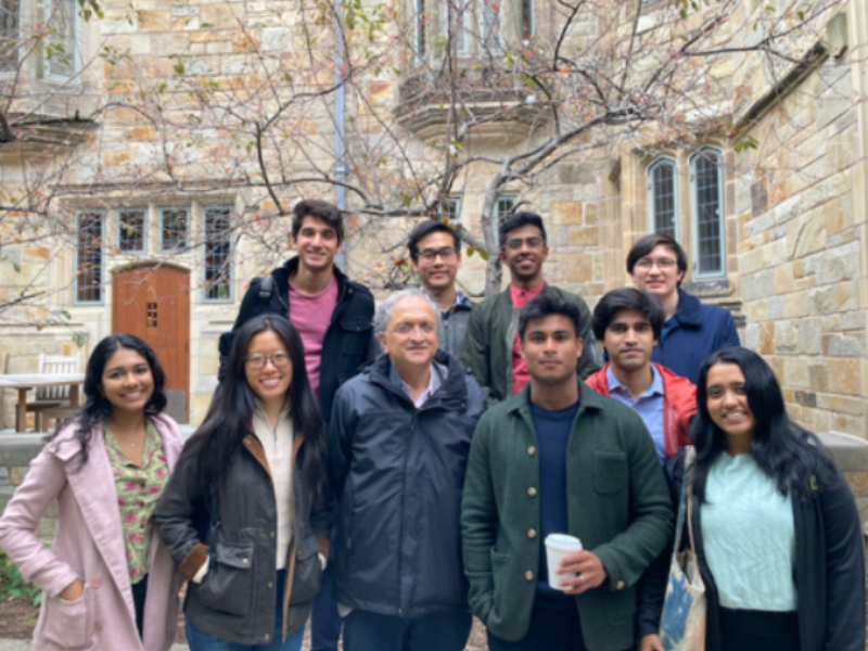 Ramachandra Guha pictured with students post lecture at the Yale University.jpg