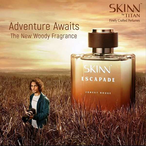 Rishabh Sawhney featured as a model in SKINN By Titan's print advertisement
