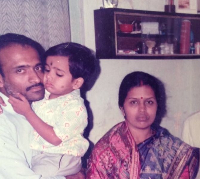 Rohit Sharma's childhood photo with his parents