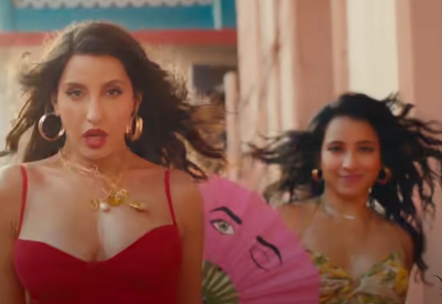 Romsha Singh (right) as a background dancer with Nora Fatehi in the music video of the song Sexy In My Dress (2023)