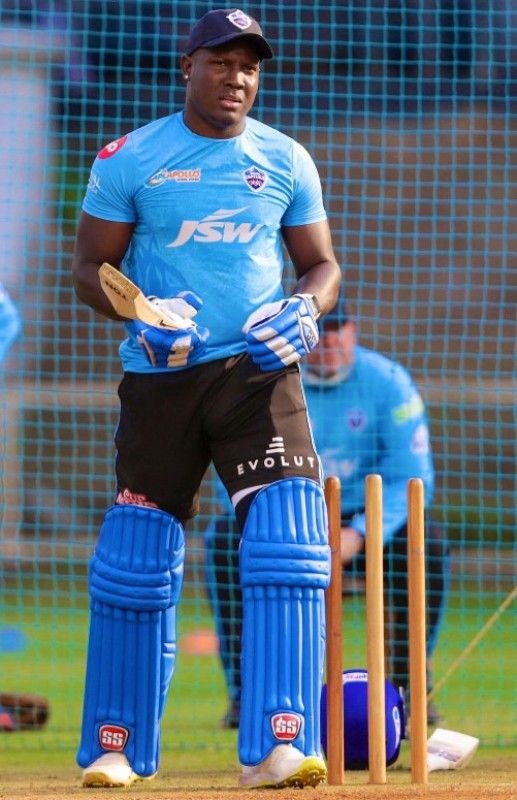 Rovman Powell during a practice session for Delhi Capitals