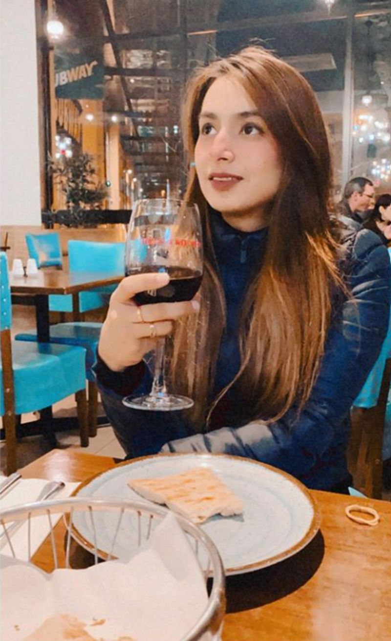 Sakshi Pant drinking wine