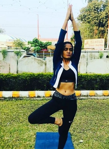 Sangeeta Odwani doing yoga