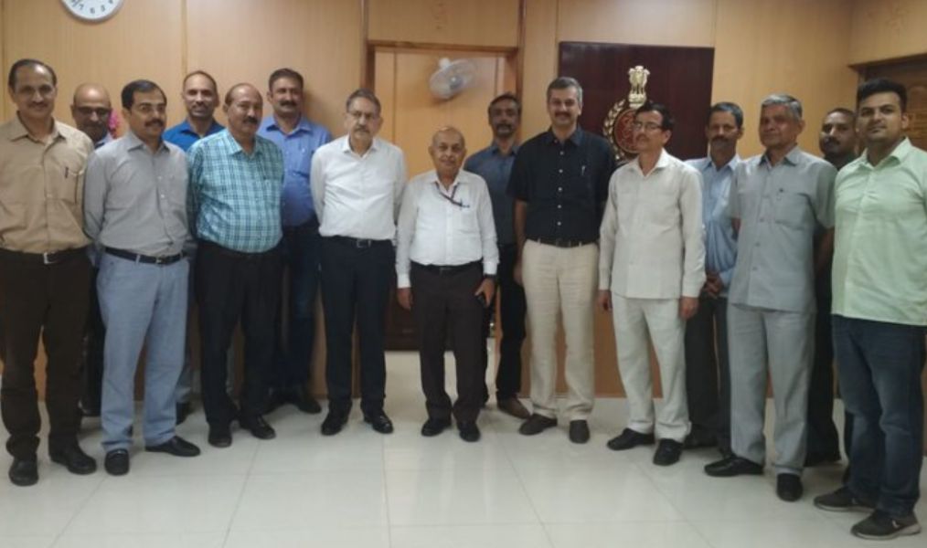 Sanjay Kumar Mishra (eighth from right) after being appointed as interim director of the Enforcement Directorate