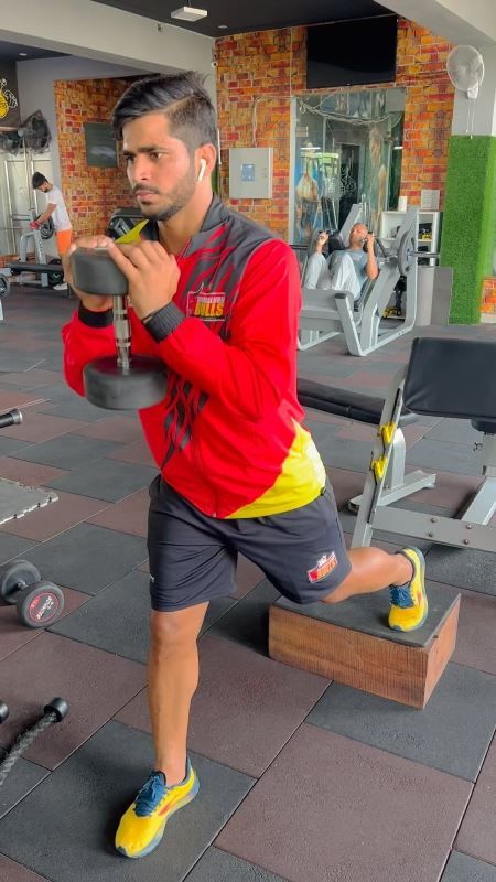 Saurabh Nandal while working out in a gym