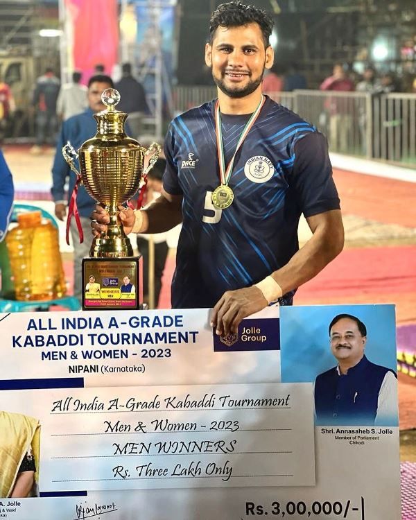 Sunil Narwal after winning the All India A-Grade Kabaddi Tournament 2023