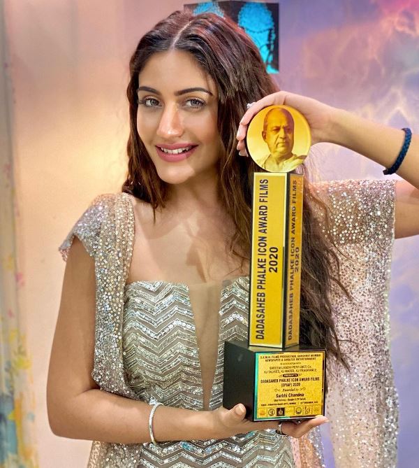 Surbhi Chandna after winning DadaSaheb Phalke Icon Award Films in 2020