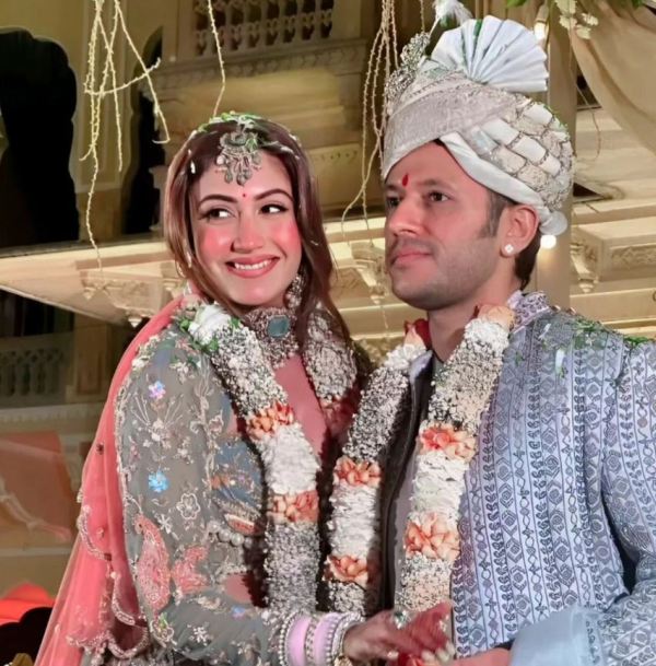 Karan Sharma and Surbhi Chandna on their wedding day