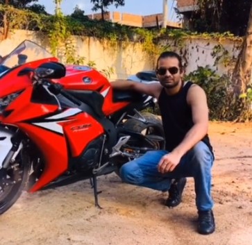 Tej Pratap Yadav with his Honda Fireblade Superbike