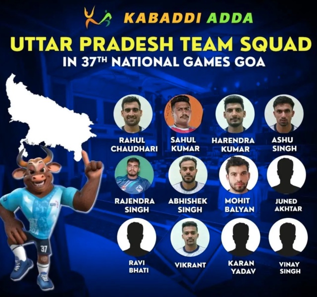 The Uttar Pradesh Kabaddi squad for the 37th National Games held in Goa in 2023