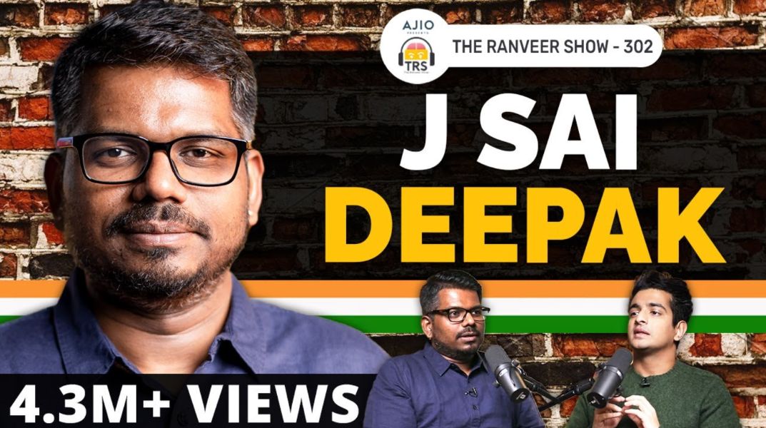 The YouTube thumbnail of BeerBicep's podcast video featuring J. Sai Deepak