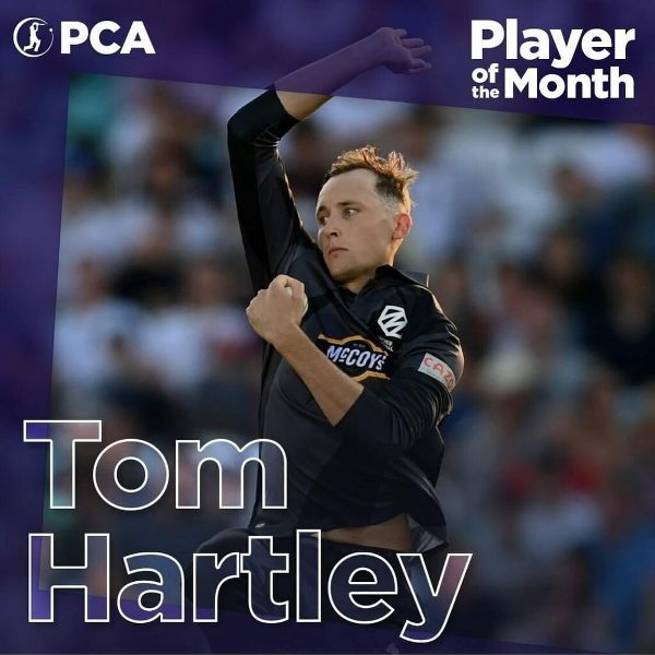 Tom Hartley's poster when he was chosen as Player of the Month