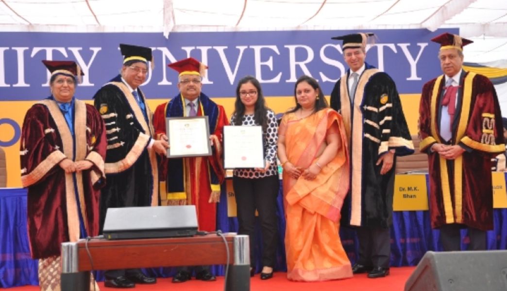 Tushar Mehta (third from left) receiving his honourary from Amity University in 2017