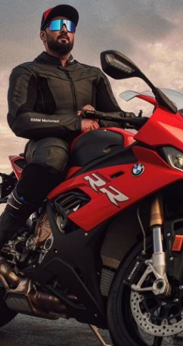 Umair Jaswal with his BMW Motorrad