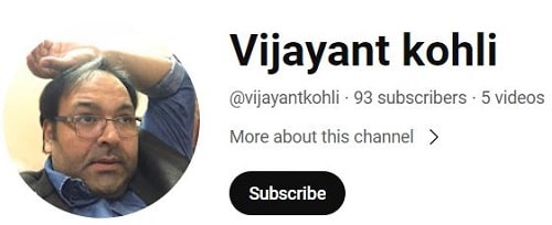 Vijayant Kohli's YouTube channel