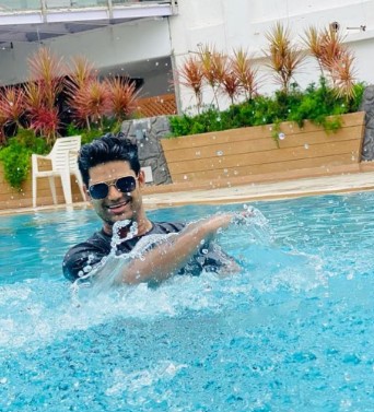 Vivek Chachere while enjoying swimming