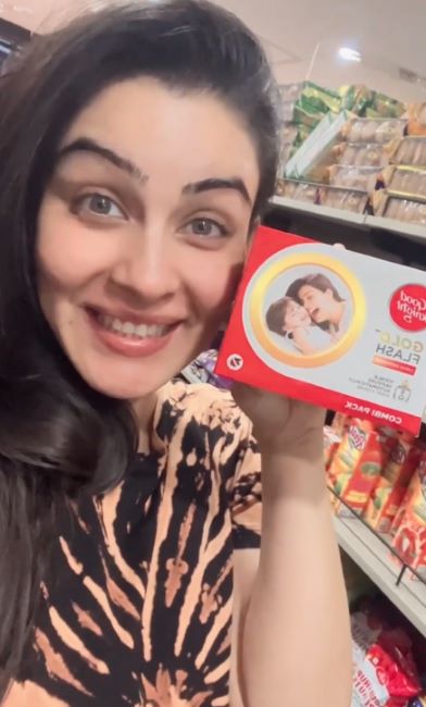 Yamini Malhotras face on the Goodnight mosquito repellent packet