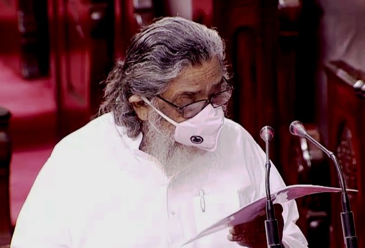 A photo of Shibu Soren taken while he was being administered the oath as a member of the Rajya Sabha