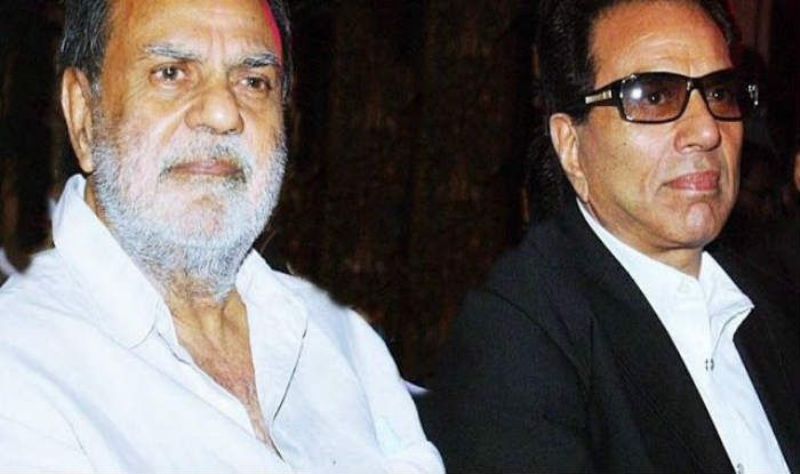A picture of Ajit Singh Deol (left) and Dharmendra (right)