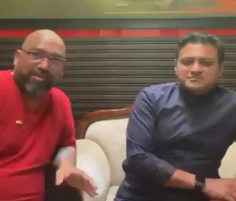 A snip of Facebook live video of Abhishek Ghosalkar and Mauris Noronha